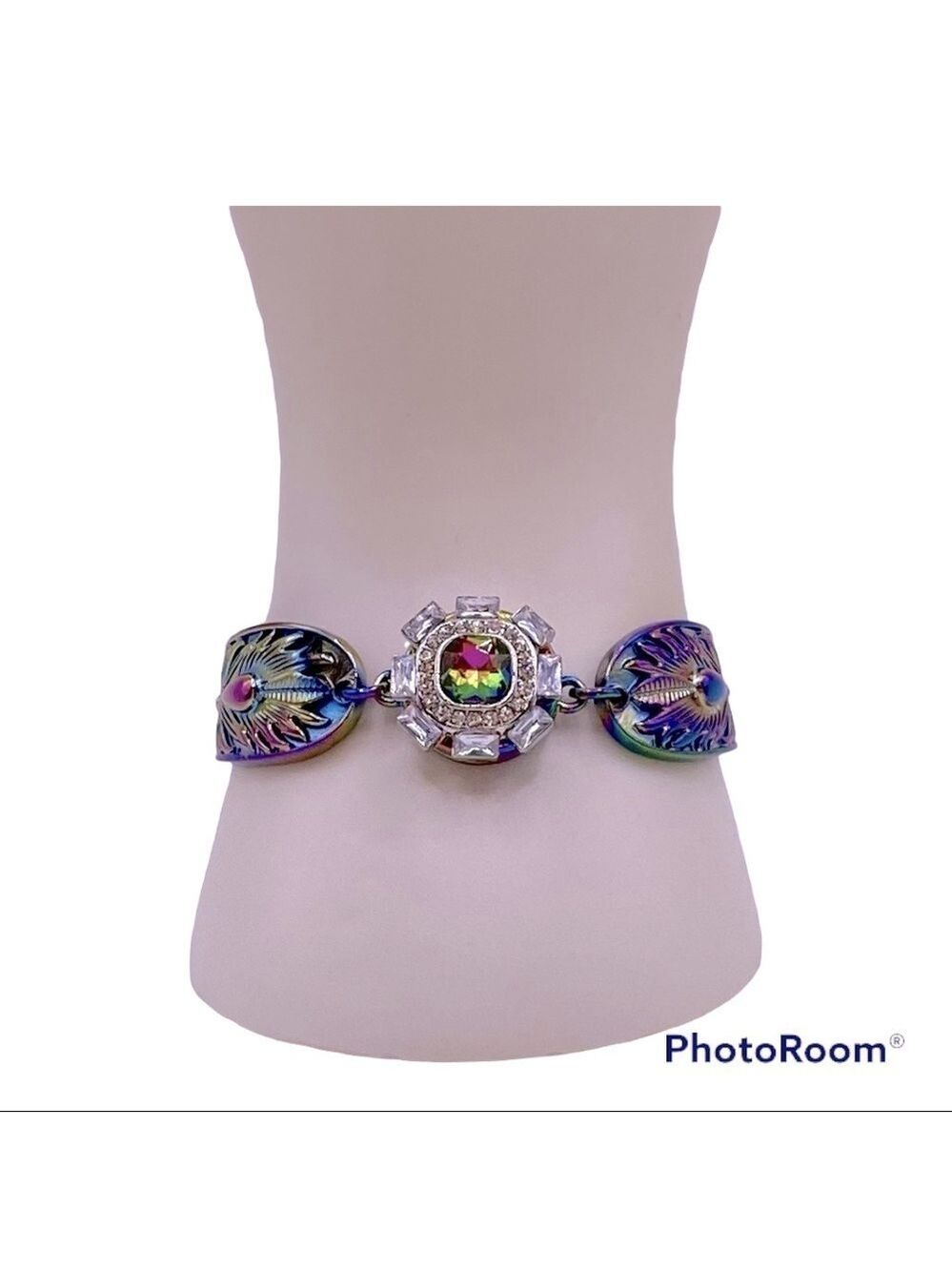 Multicolored Feather Spoon Bangle Bracelet w/Unique Geometric Snap! VIDEO.